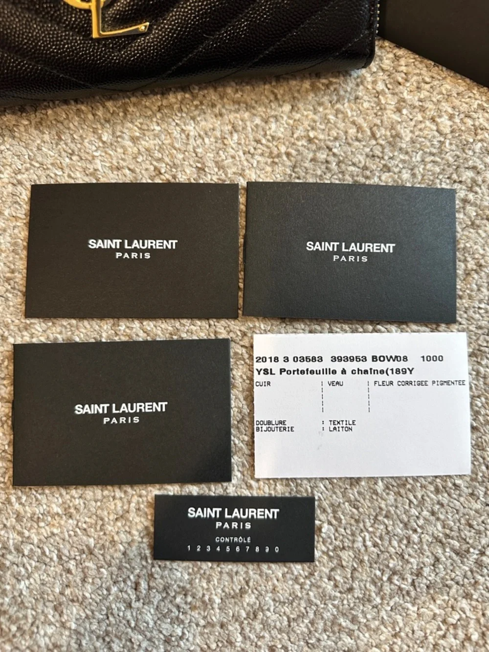 Saint Laurent Black Monogram Quilted Zip Wallet with Gold YSL - Picture 8 of 14